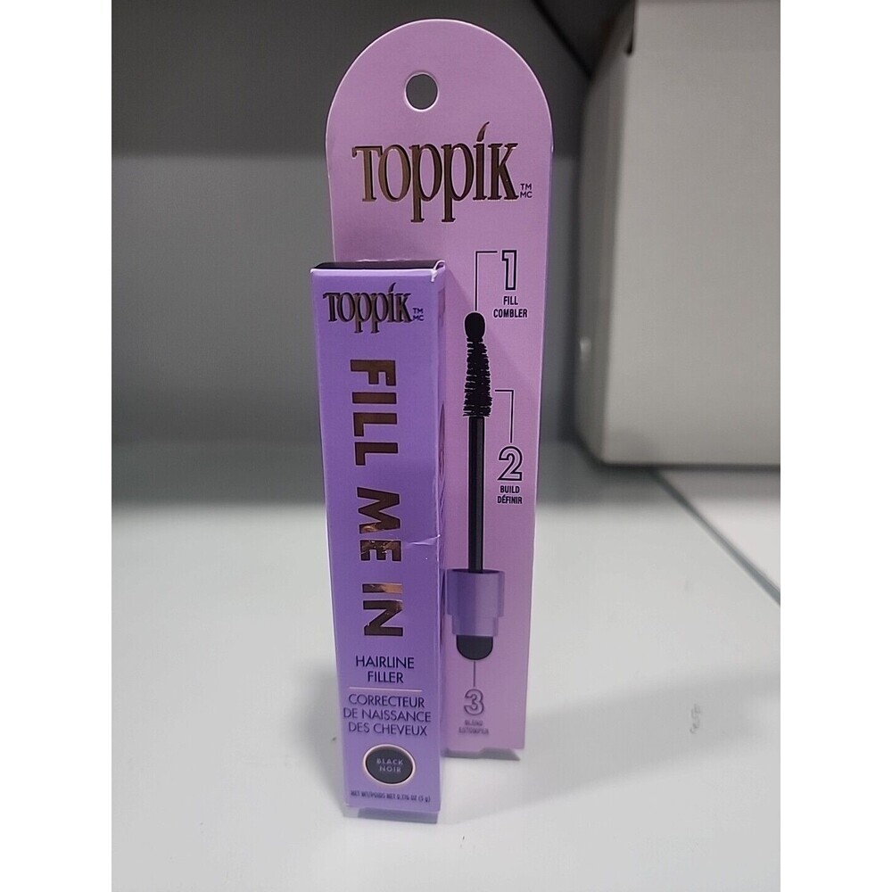 Toppik Fill Me In Hairline Filler Hair Color Root Touchup Fibers Wand BLACK